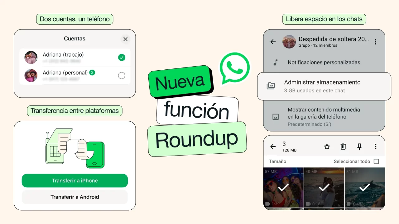 WhatsApp suma nuevas funciones: más espacio, múltiples cuentas y herramientas con IA
